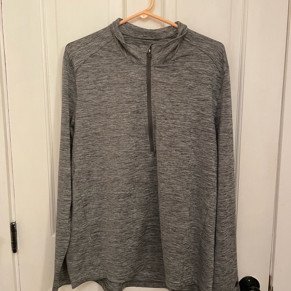 Men's Heather Gray Zip-Up Golf Shirt